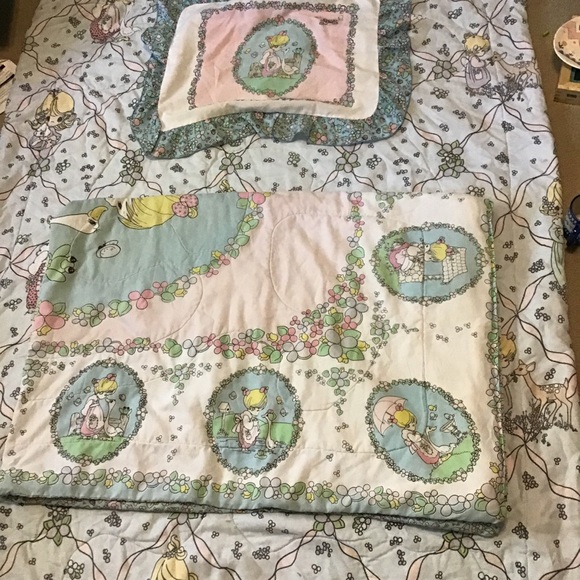 Precious Moments Twin Pillowcase And 2 Quilts Set